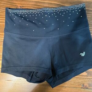 Women's Black Shorts with Rhinestone Detail